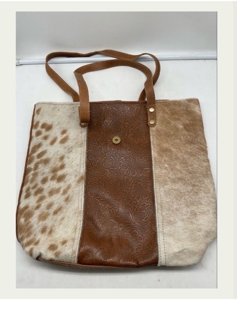 Myra Bag Hair-On Hide & Tooled Leather Tote Bag